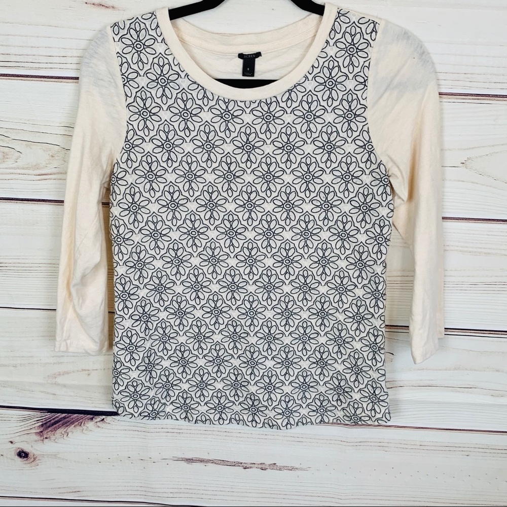 J. Crew Floral Embroidered Basic Top - image 2